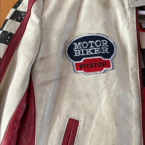 Wilsons Leather Red and White Rebel Jacket Vintage - Picture 6 of 9